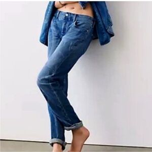 Pilcro Anthropologie Slim Boyfriend Crop Jeans Distressed Dark Wash Sz 27